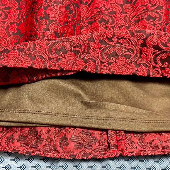 Pink Owl Fit & Flare Strapless Red Mini Party Dress - Picture 6 of 11